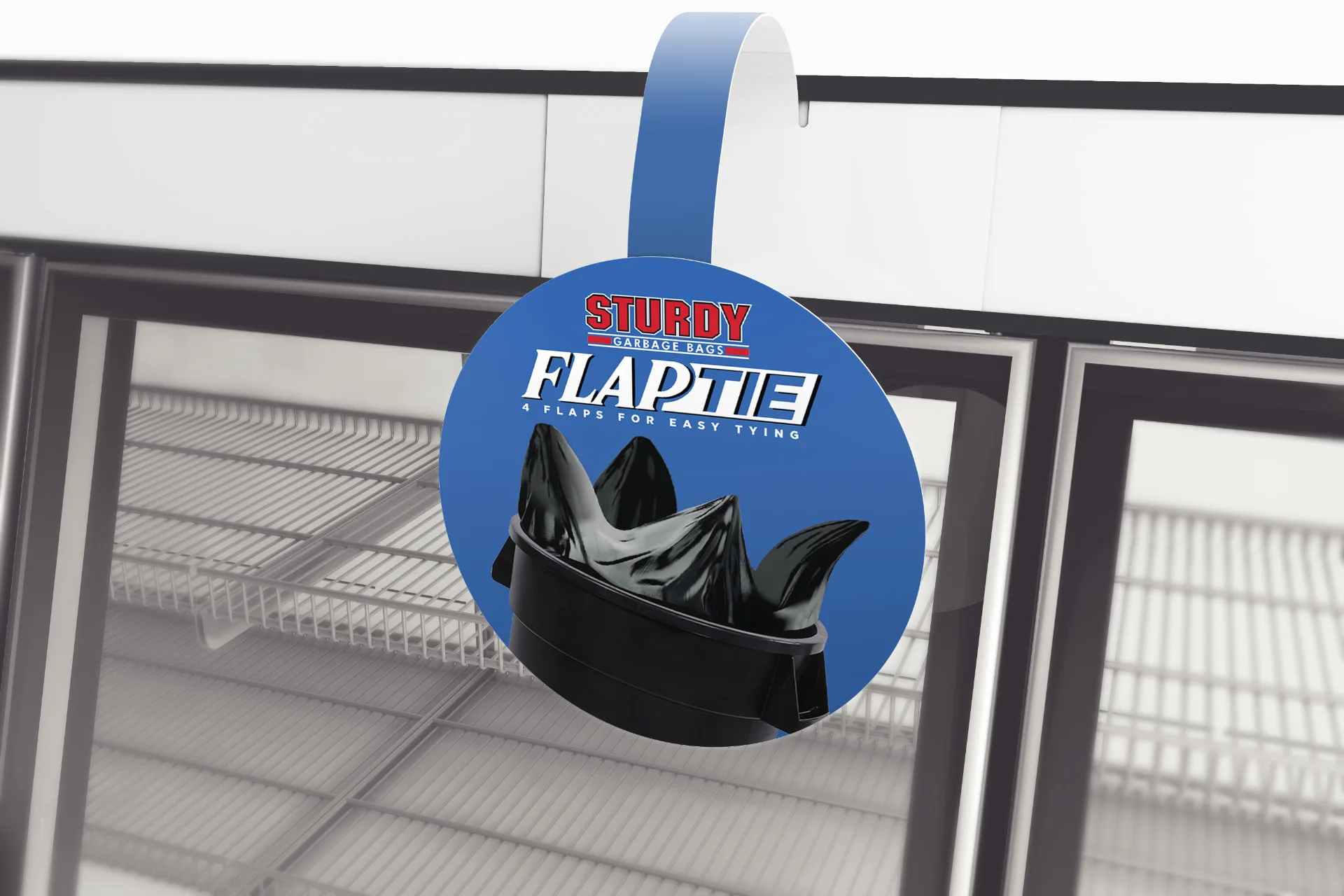 Sturdy FlapTie — Circular shelf wobbler