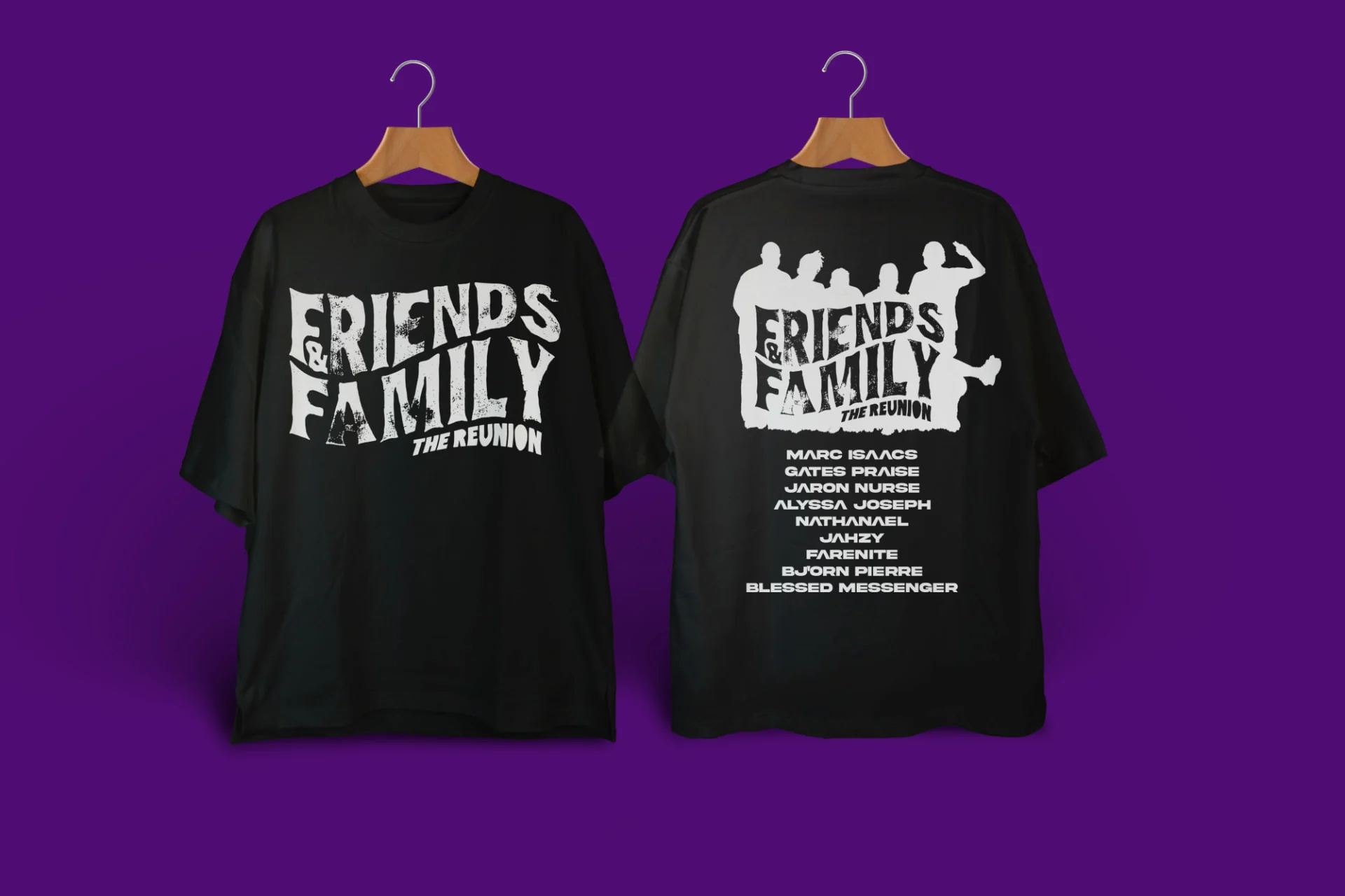 Friends & Family — Merch design — line-up tee