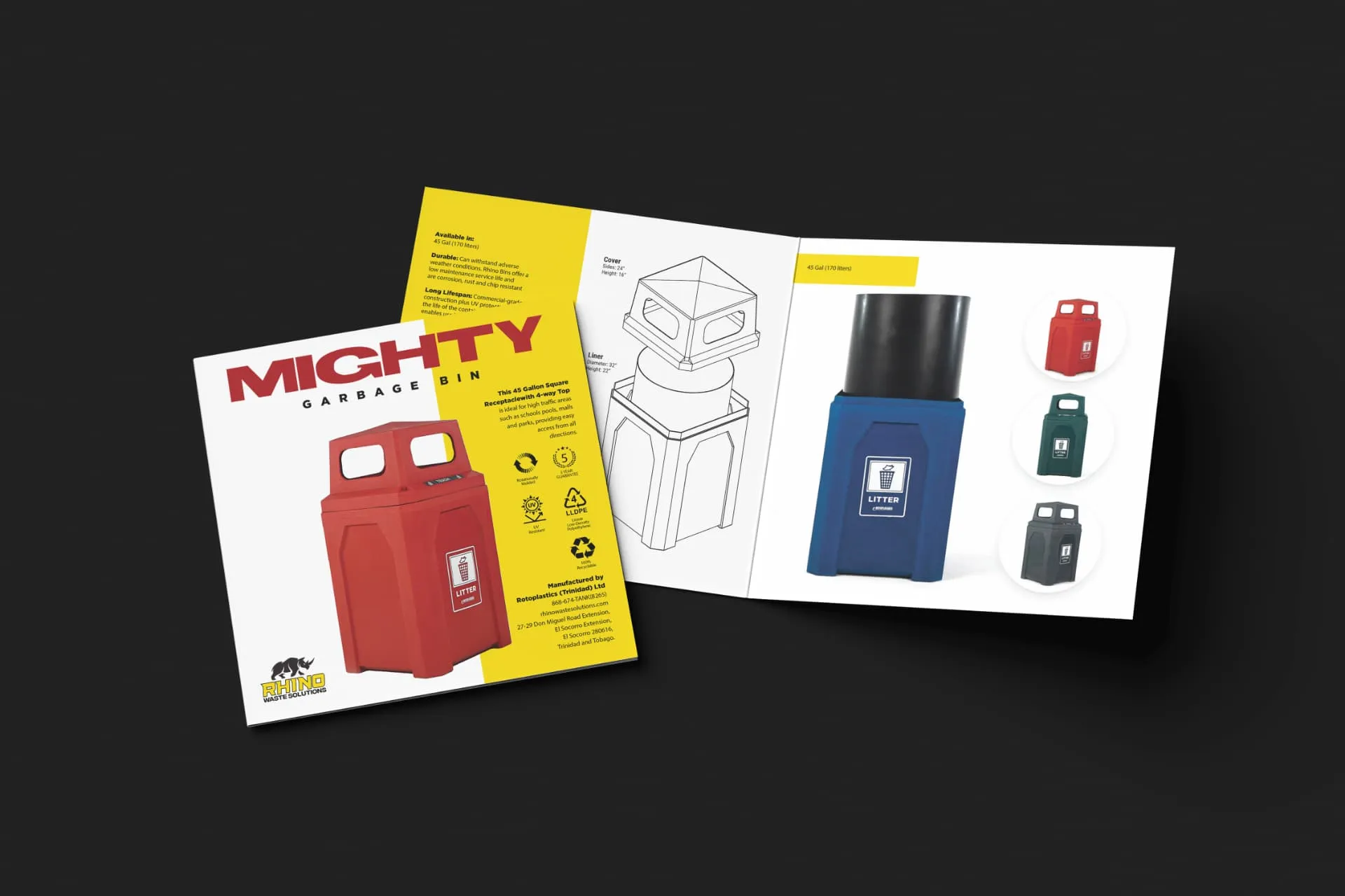 Rhino Waste Solutions — Mighty Garbage Bin — product brochure