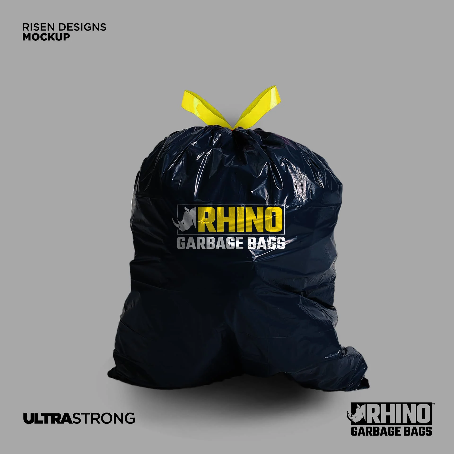 Rhino Garbage Bags — Filled bag mockup — black