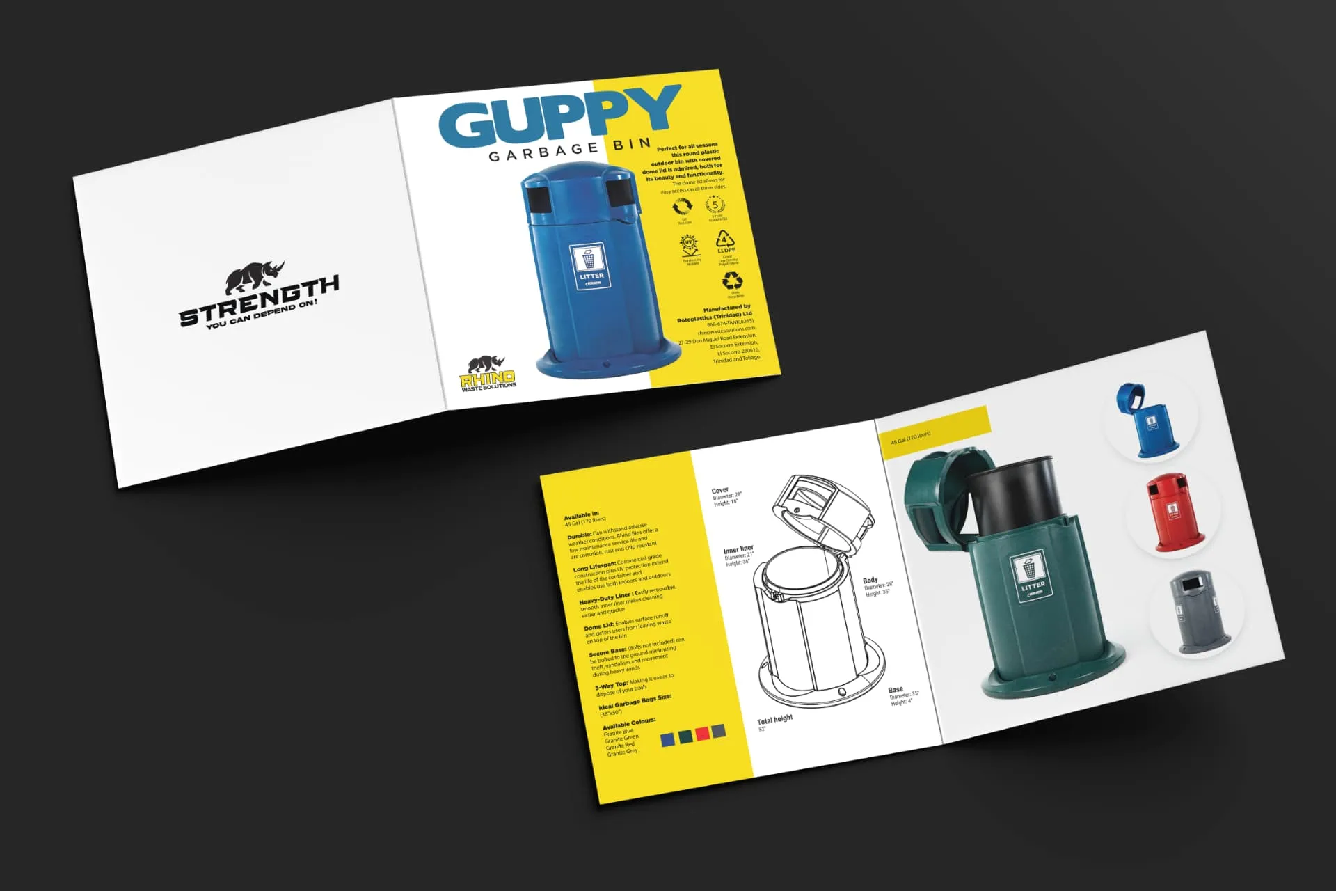 Rhino Waste Solutions — Guppy Garbage Bin — product brochure