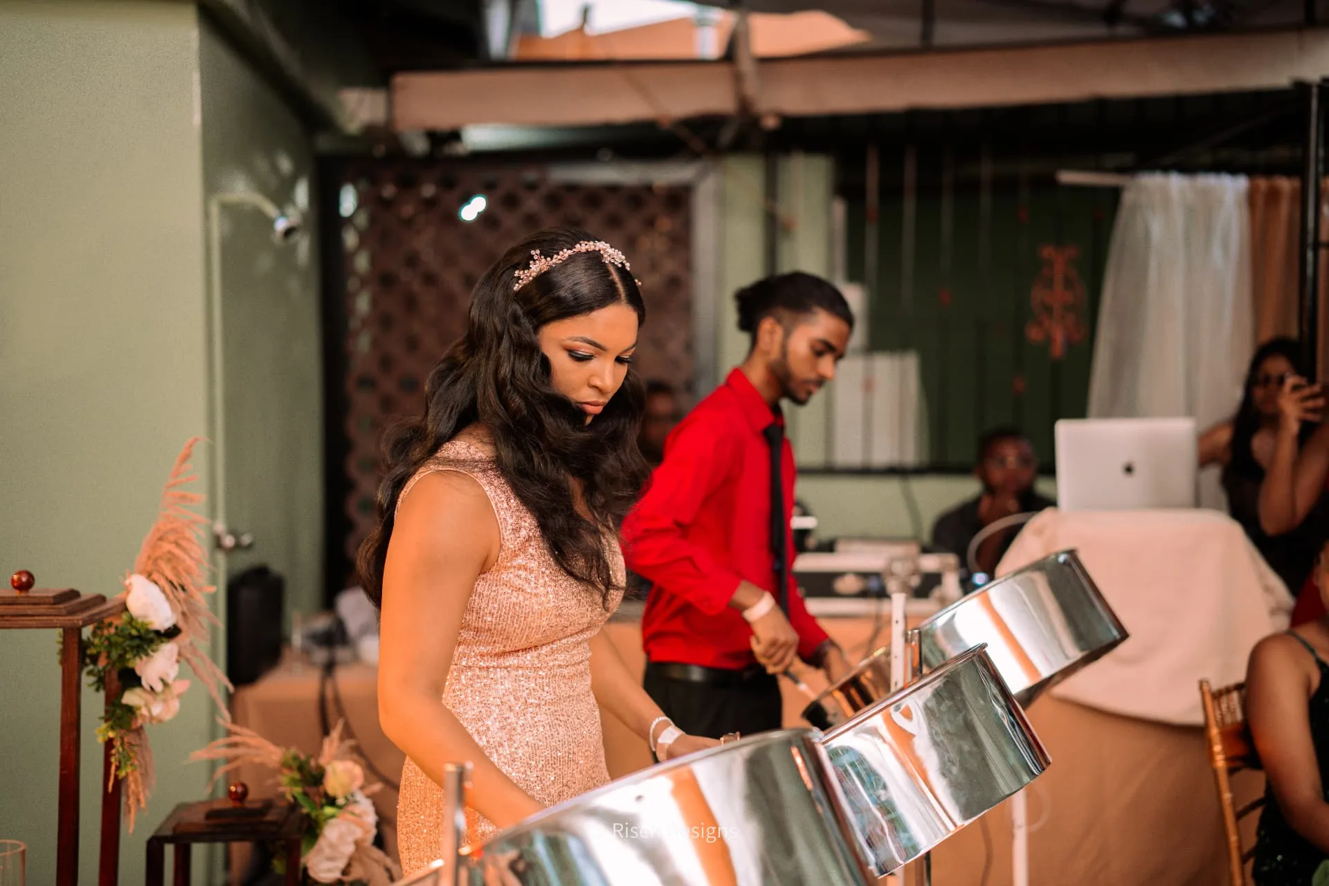 Whitney & Nicholas — The pan players keep time
