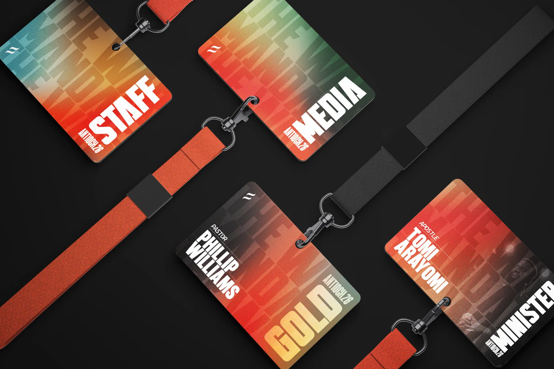Antioch 26 — The War Mandate — Event credentials — staff, media, gold and minister passes