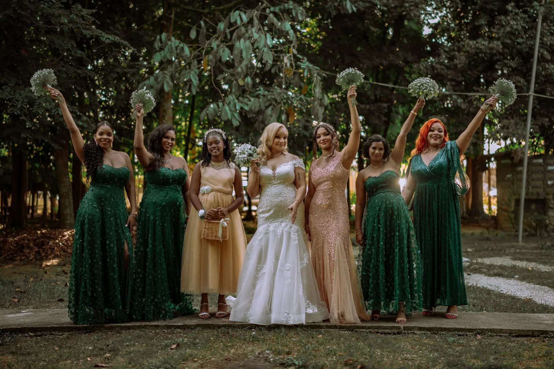 Whitney & Nicholas — Bouquets up — celebrating the bride