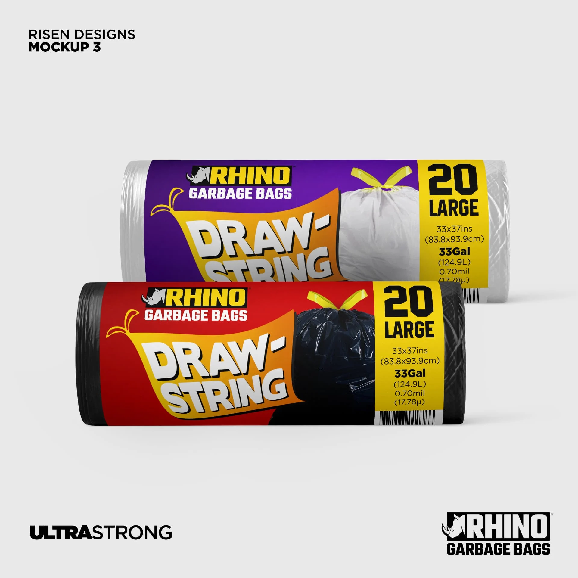 Rhino Garbage Bags — Ultra strong — the Drawstring range