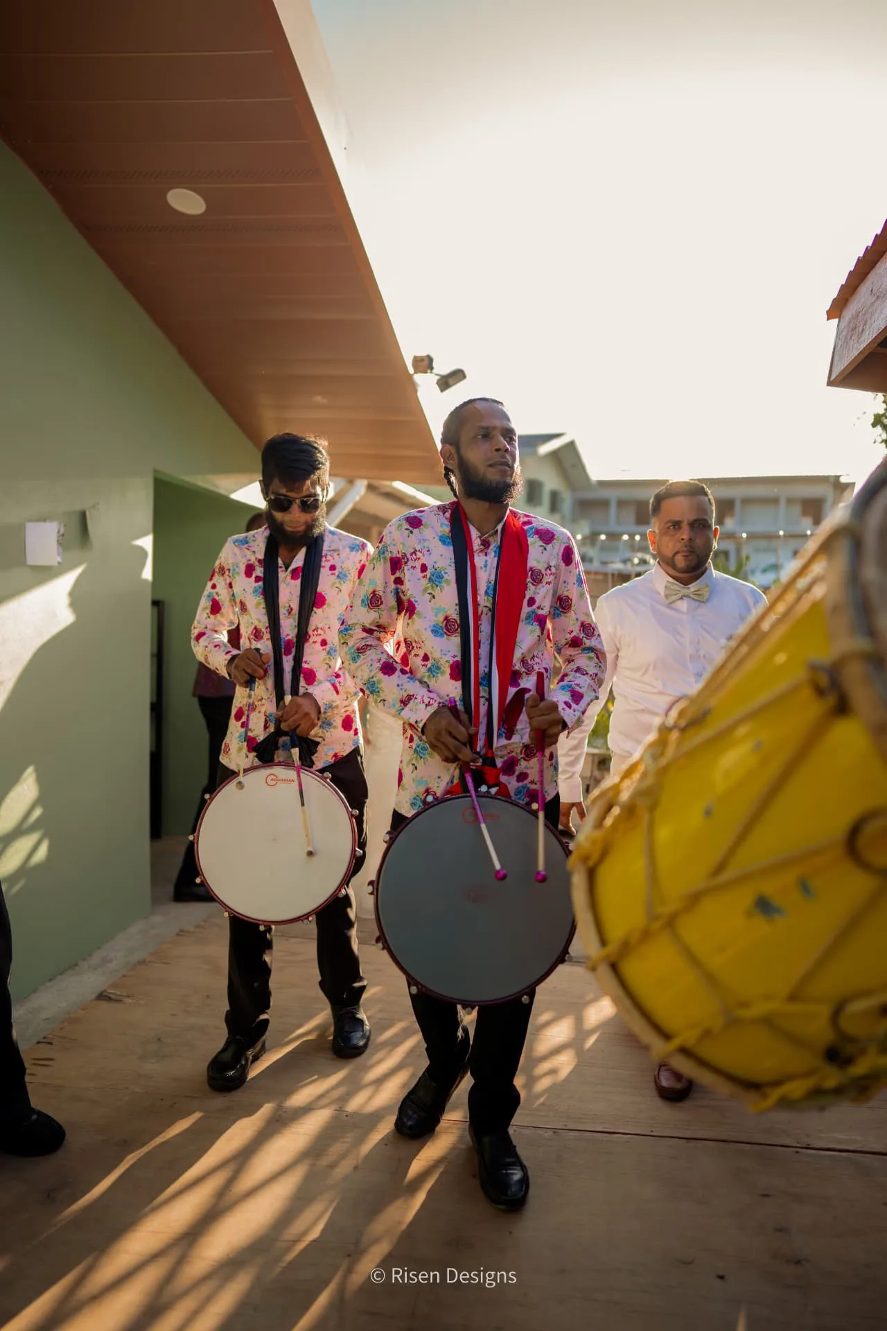 Whitney & Nicholas — Tassa drummers lead the way